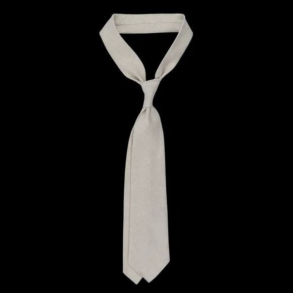 Dreaming Of Monday Ties | Light Beige 7-Fold Vintage Linen Tie