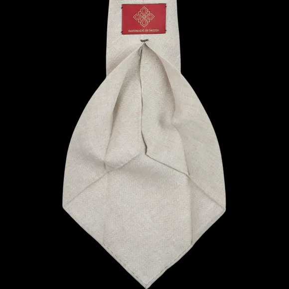 Dreaming Of Monday Ties | Light Beige 7-Fold Vintage Linen Tie