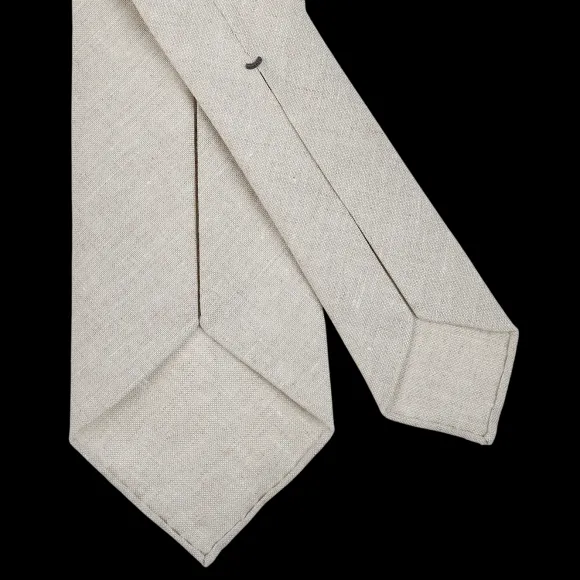 Dreaming Of Monday Ties | Light Beige 7-Fold Vintage Linen Tie