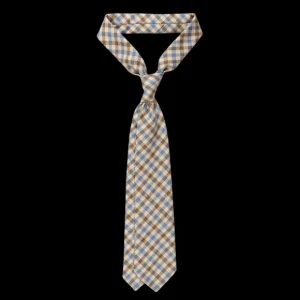 Dreaming Of Monday Ties | Light Beige Gunclub Checked 7-Fold Wool Tie