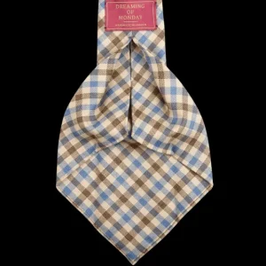 Dreaming Of Monday Ties | Light Beige Gunclub Checked 7-Fold Wool Tie