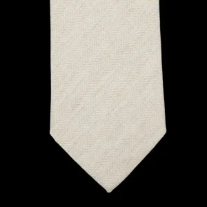 Amanda Christensen Ties | Light Beige Herringbone Wool Silk Lined Tie