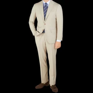 Ring Jacket Suits | Light Beige Herringbone Wool Suit