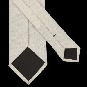 Amanda Christensen Ties | Light Beige Herringbone Wool Silk Lined Tie