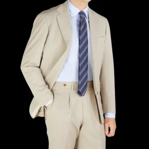 Ring Jacket Suits | Light Beige Herringbone Wool Suit