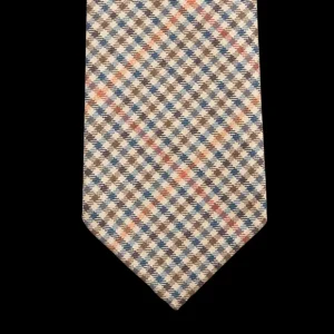 Dreaming Of Monday Ties | Light Beige Micro Gunclub Checked 7-Fold Wool Tie