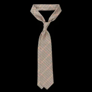 Dreaming Of Monday Ties | Light Beige Micro Gunclub Checked 7-Fold Wool Tie