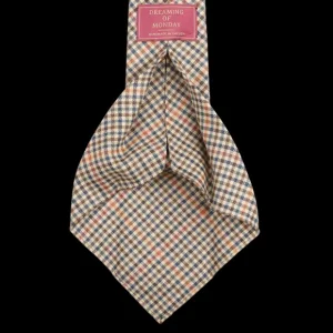 Dreaming Of Monday Ties | Light Beige Micro Gunclub Checked 7-Fold Wool Tie