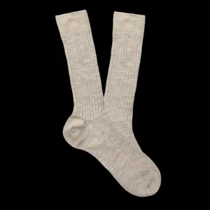 Bresciani Socks | Light Beige Ribbed Wool Nylon Socks