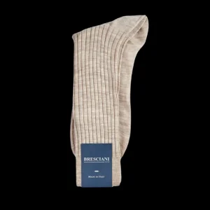 Bresciani Socks | Light Beige Ribbed Wool Nylon Socks