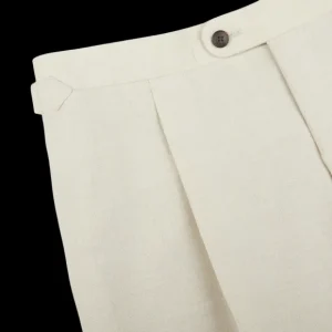 Baltzar Sartorial Suits | Light Beige Wool Linen Pleated Trousers