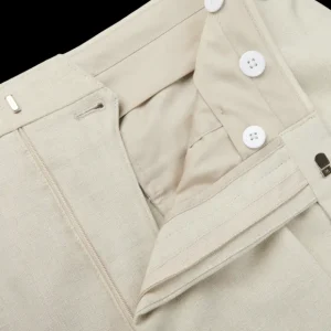 Baltzar Sartorial Suits | Light Beige Wool Linen Pleated Trousers