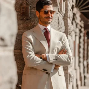 Baltzar Sartorial Suits | Light Beige Wool Linen Suit Jacket