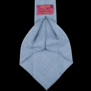 Dreaming Of Monday Ties | Light Blue Checked 7-Fold Summer Wool Tie