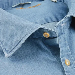 Stenströms Shirts | Light Blue Cotton Denim Fitted Body Shirt