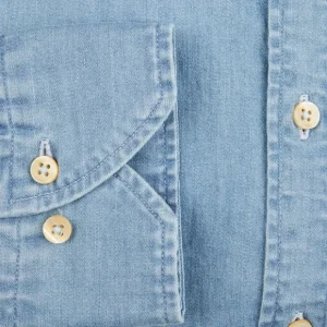Stenströms Shirts | Light Blue Cotton Denim Fitted Body Shirt