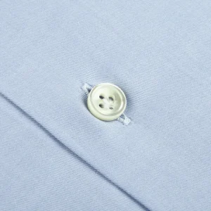 Mazzarelli Shirts | Light Blue Cotton Twill Cut Away Slim Shirt