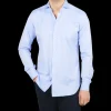 Xacus Shirts | Light Blue Fine Cotton Oxford Cut-Away Shirt