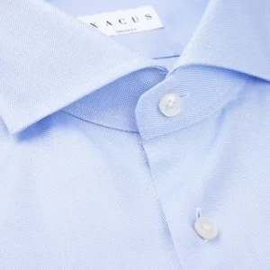 Xacus Shirts | Light Blue Fine Cotton Oxford Cut-Away Shirt