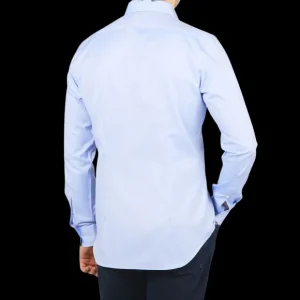 Xacus Shirts | Light Blue Fine Cotton Oxford Cut-Away Shirt