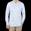 Finamore Shirts | Light Blue Fine Cotton Twill Cut-Away Shirt