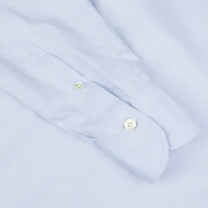 Finamore Shirts | Light Blue Fine Cotton Twill Cut-Away Shirt