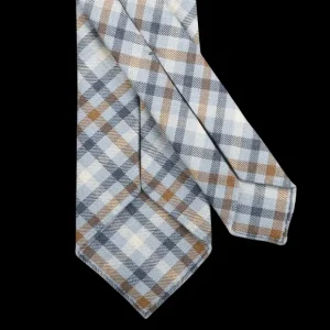 Dreaming Of Monday Ties | Light Blue Gunclub Checked 7-Fold Wool Tie