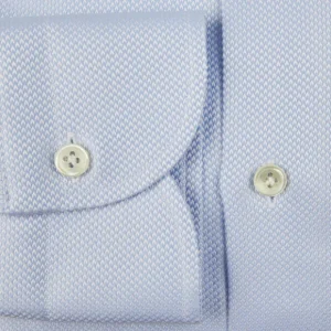 Mazzarelli Shirts | Light Blue Houndstooth Cotton Bd Slim Shirt