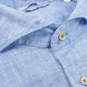 Stenströms Shirts | Light Blue Linen Cutaway Slimline Shirt