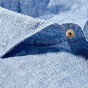 Stenströms Shirts | Light Blue Linen Cutaway Fitted Body Shirt