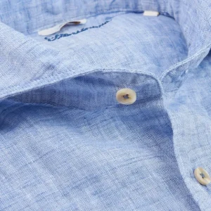 Stenströms Shirts | Light Blue Linen Cutaway Slimline Shirt