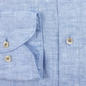 Stenströms Shirts | Light Blue Linen Cutaway Slimline Shirt