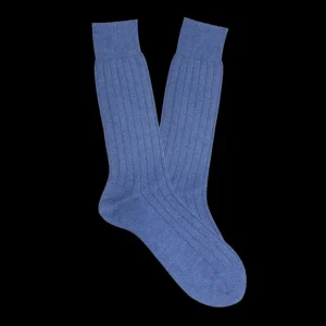 Bresciani Socks | Light Blue Ribbed Wool Cashmere Socks