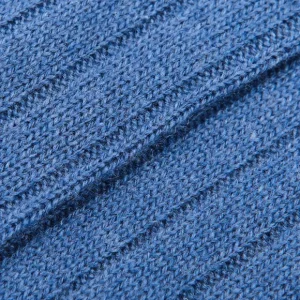 Bresciani Socks | Light Blue Ribbed Wool Cashmere Socks