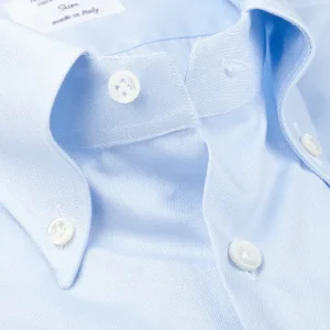 Mazzarelli Shirts | Light Blue Royal Oxford Button Down Slim Shirt