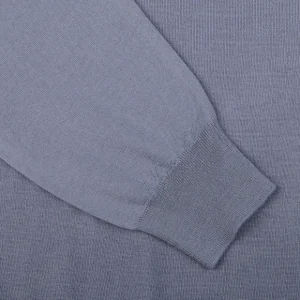Fedeli Knitwear | Light Blue 140S Wool Mockneck Sweater