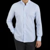 Mazzarelli Shirts | Light Blue Slim Cutaway Herringbone Shirt