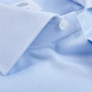 Mazzarelli Shirts | Light Blue Slim Cutaway Herringbone Shirt