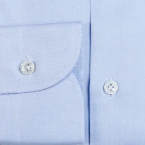 Mazzarelli Shirts | Light Blue Slim Cutaway Herringbone Shirt
