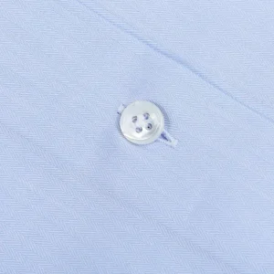 Mazzarelli Shirts | Light Blue Slim Cutaway Herringbone Shirt