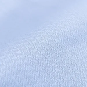 Mazzarelli Shirts | Light Blue Slim Cutaway Herringbone Shirt