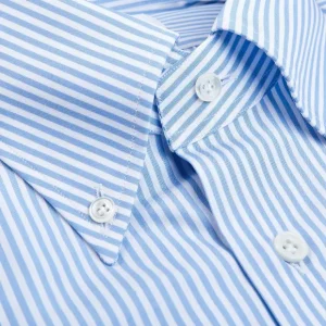 Mazzarelli Shirts | Light Blue Striped Regular Fit Cotton Shirt