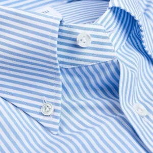 Mazzarelli Shirts | Light Blue Striped Regular Fit Cotton Shirt