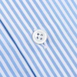 Mazzarelli Shirts | Light Blue Striped Regular Fit Cotton Shirt