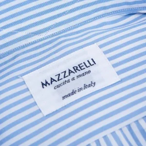 Mazzarelli Shirts | Light Blue Striped Regular Fit Cotton Shirt