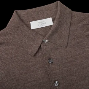 Mauro Ottaviani Polo Shirts | Light Brown 16 Gauge Merino Wool Polo Shirt