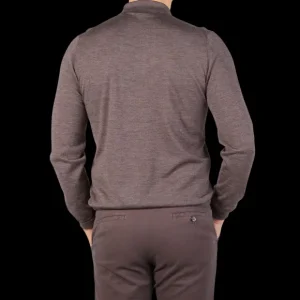 Mauro Ottaviani Shirts | Light Brown 16 Gauge Merino Wool Polo Shirt