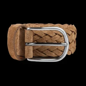Andersons Belts | Light Brown Braided Suede Leather 40Mm Belt