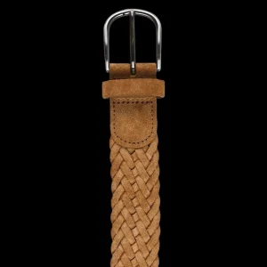 Andersons Belts | Light Brown Braided Suede Leather 40Mm Belt