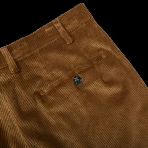 Berwich Trousers | Light Brown Cotton Corduroy Flat Front Trousers